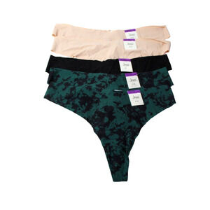 Lot Bundle of 5 Thong Panties Womens XXL Underwear No Show Beige Black Green NEW